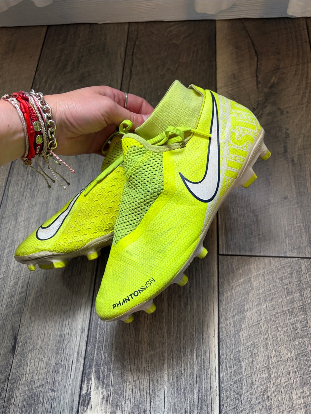 Nike Phantom VSN Laceless Soccer Cleats - Neon Yellow with White Swoosh